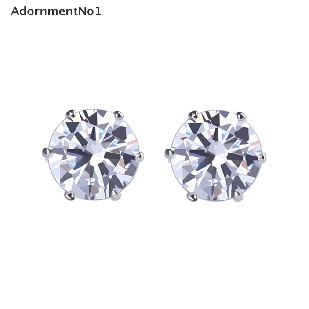 (AdornmentNo1) 6 Pasang Anting Tusuk Bulat Bahan Stainless Steel Hias Cubic Zirconia 3mm - 8mm Untuk Wanita