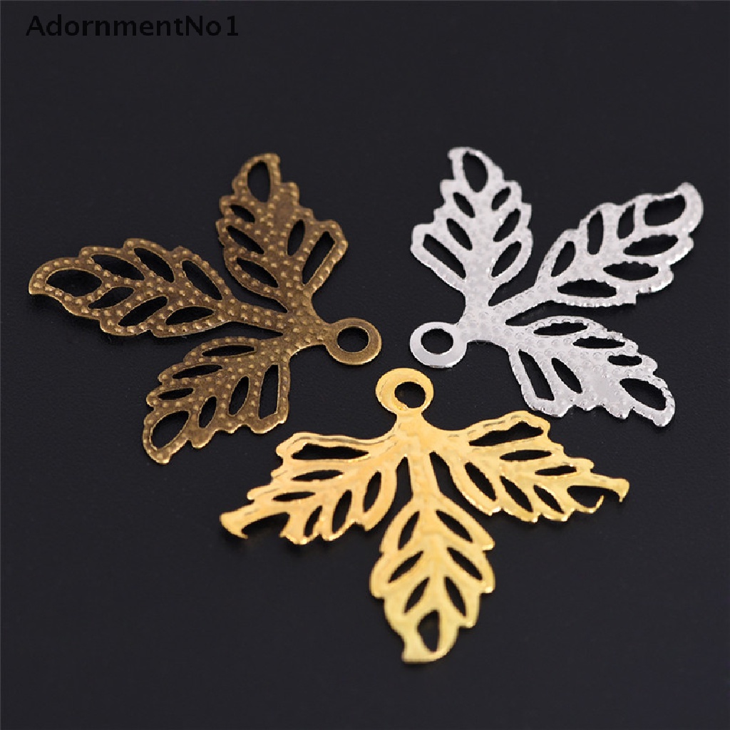 (AdornmentNo1) 100pcs / Set Konektor Bentuk Daun Bahan Metal Untuk Membuat Perhiasan DIY