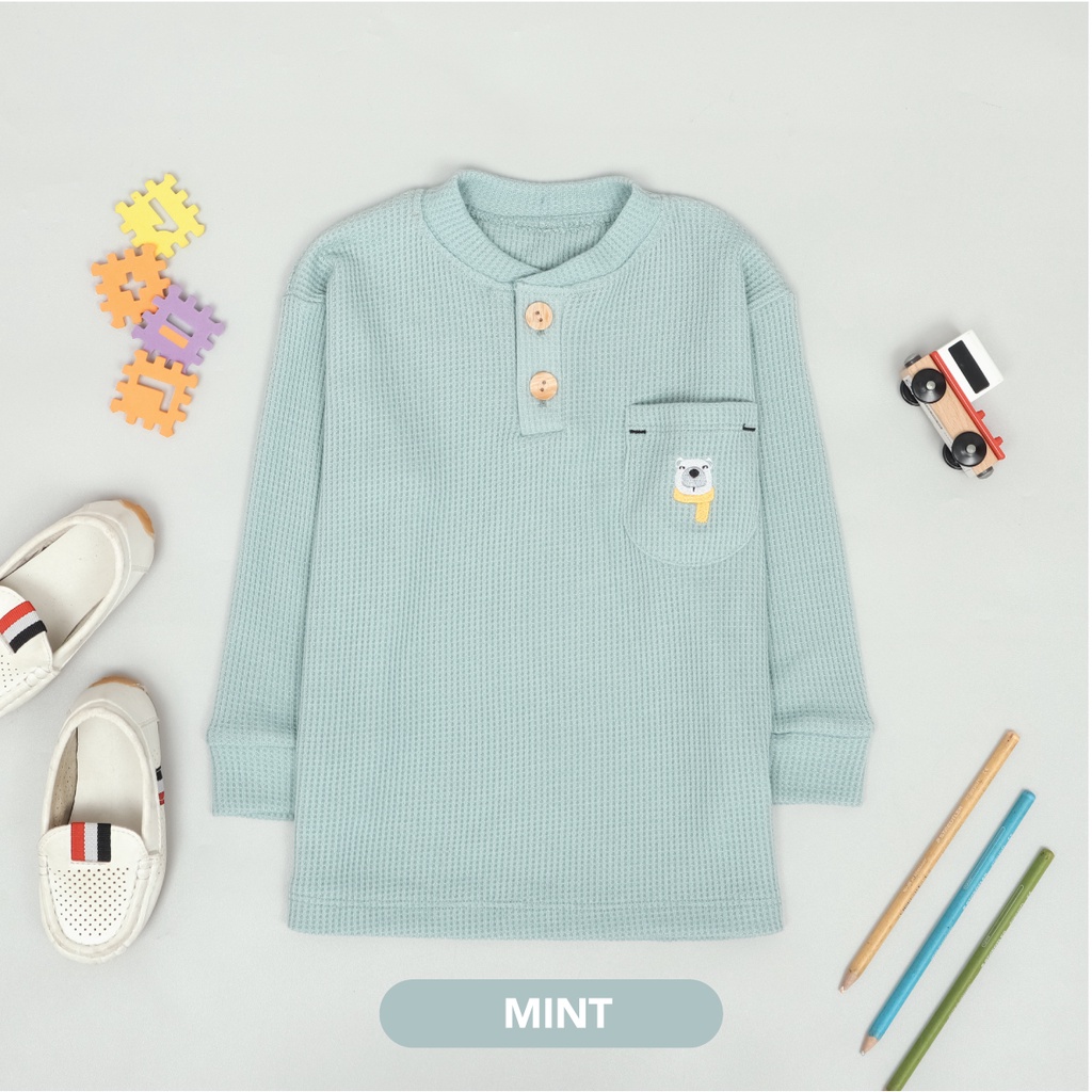 Mooi Sweater Anak Ara Pocket Waffle Top-MINT
