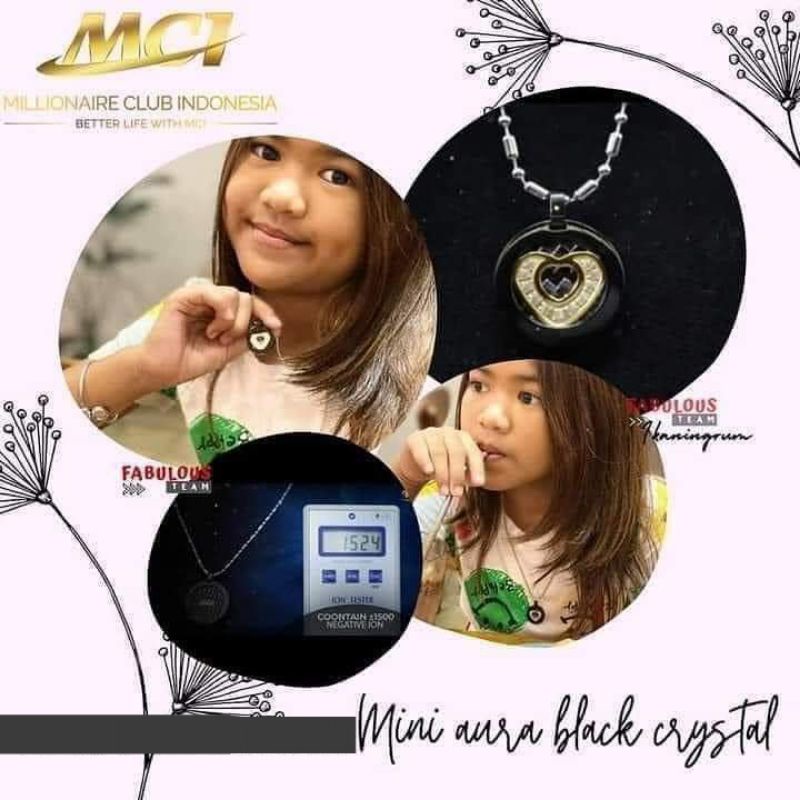 PENDANT AURA HEART BLACK CRYSTAL MINI MCI 100% ORIGINAL