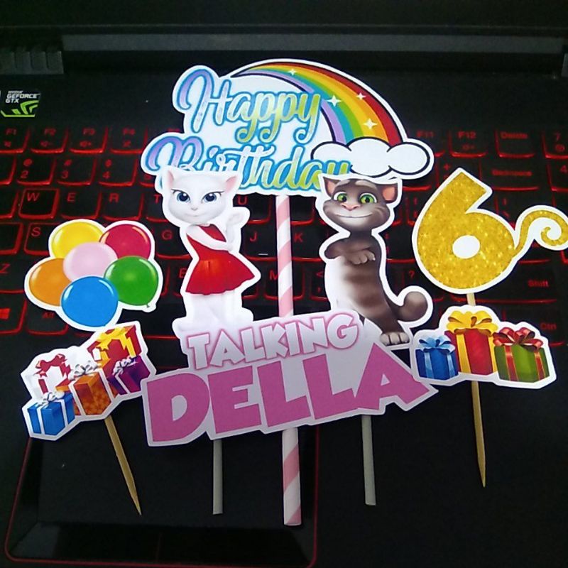 cake topper hiasan kue talking Tom angela