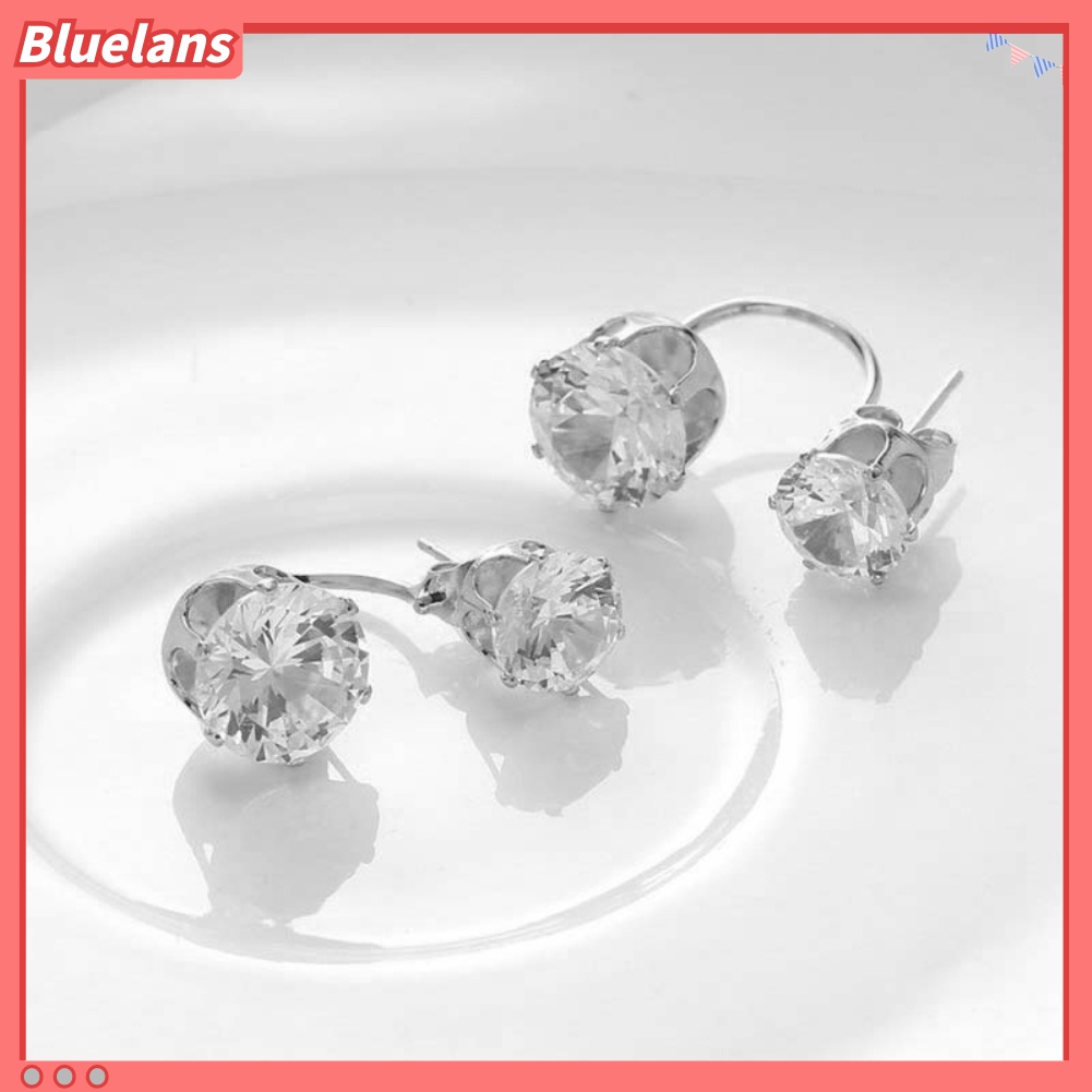 Anting Tindik Model Double Cubic Zirconia Untuk Wanita