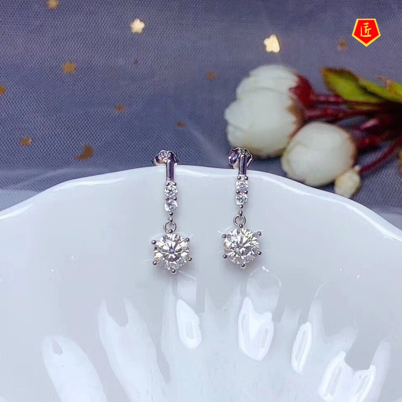 [Ready Stock]Luxury 1 Karat Moissanite Earrings Pt950 Platinum