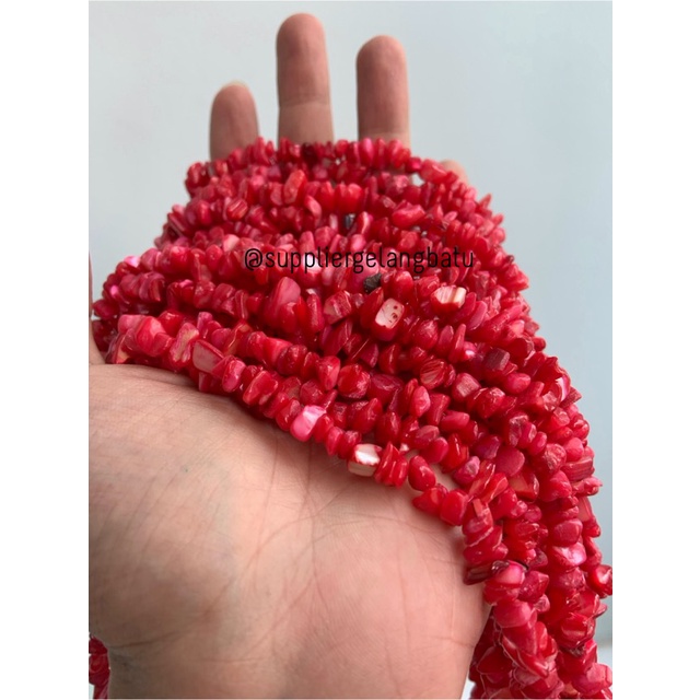 kerikil kerang MERAH cabe 1cm bahan akik batu campuran aksesoris warna