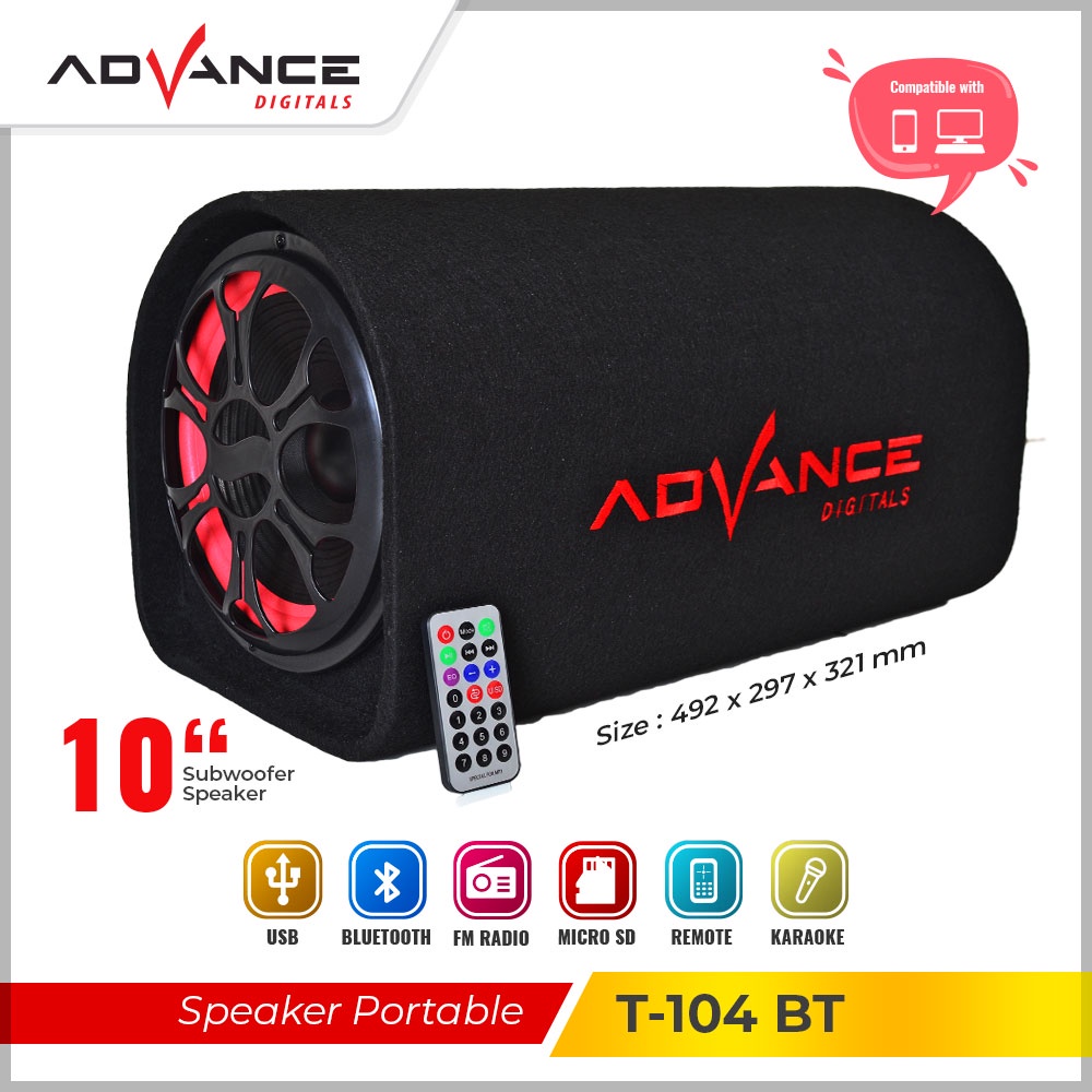 Speaker Aktif ADVANCE T104BT 10inc Speaker Bluetooth Subwoofer Garansi Resmi 1 Tahun