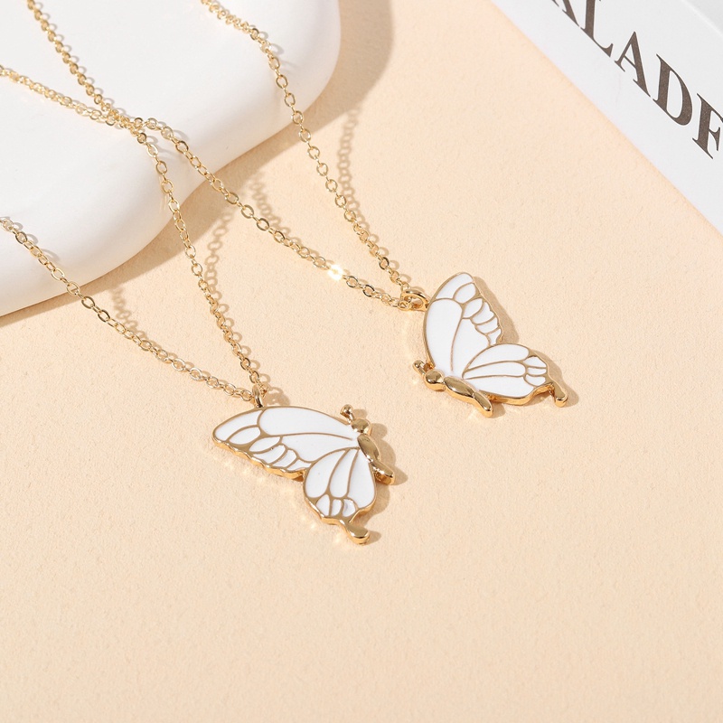 2pcs / Set Kalung Persahabatan Model Butterfly Matching Untuk Wanita