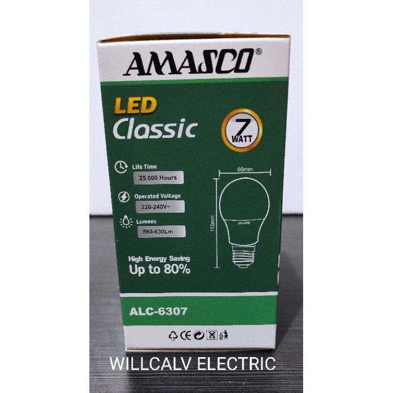 LAMPU LED AMASCO CLASSIC 7W 7WATT 7 W 7 WATT