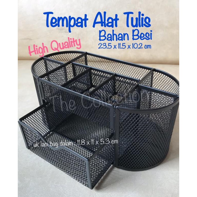 

ATK549TP OVAL Tempat Alat Tulis Besi with Drawer Desk Organizer Pensil