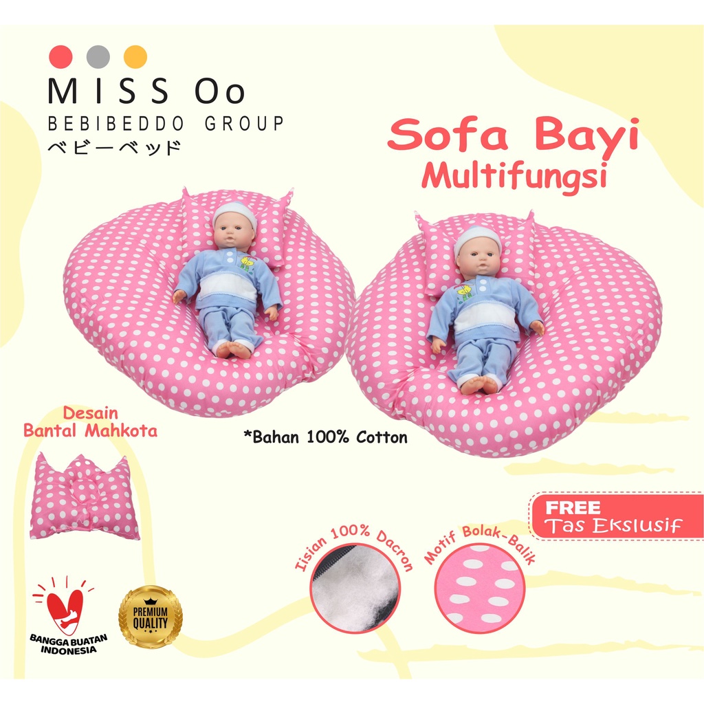 Sofa Bayi Jumbo 2 in 1 Terlaris Multifungsi Kasur bayi Premium Gratis Tas Bantal Mahkota