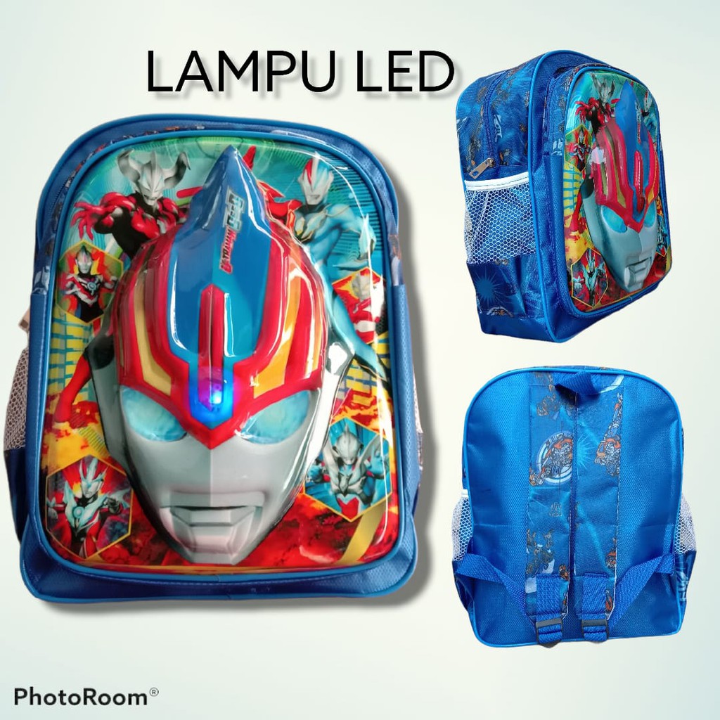 TAS PUNGGUNG SEKOLAH ANAK PAUD/TK GAMBAR SPIDERMAN LAMPU LED