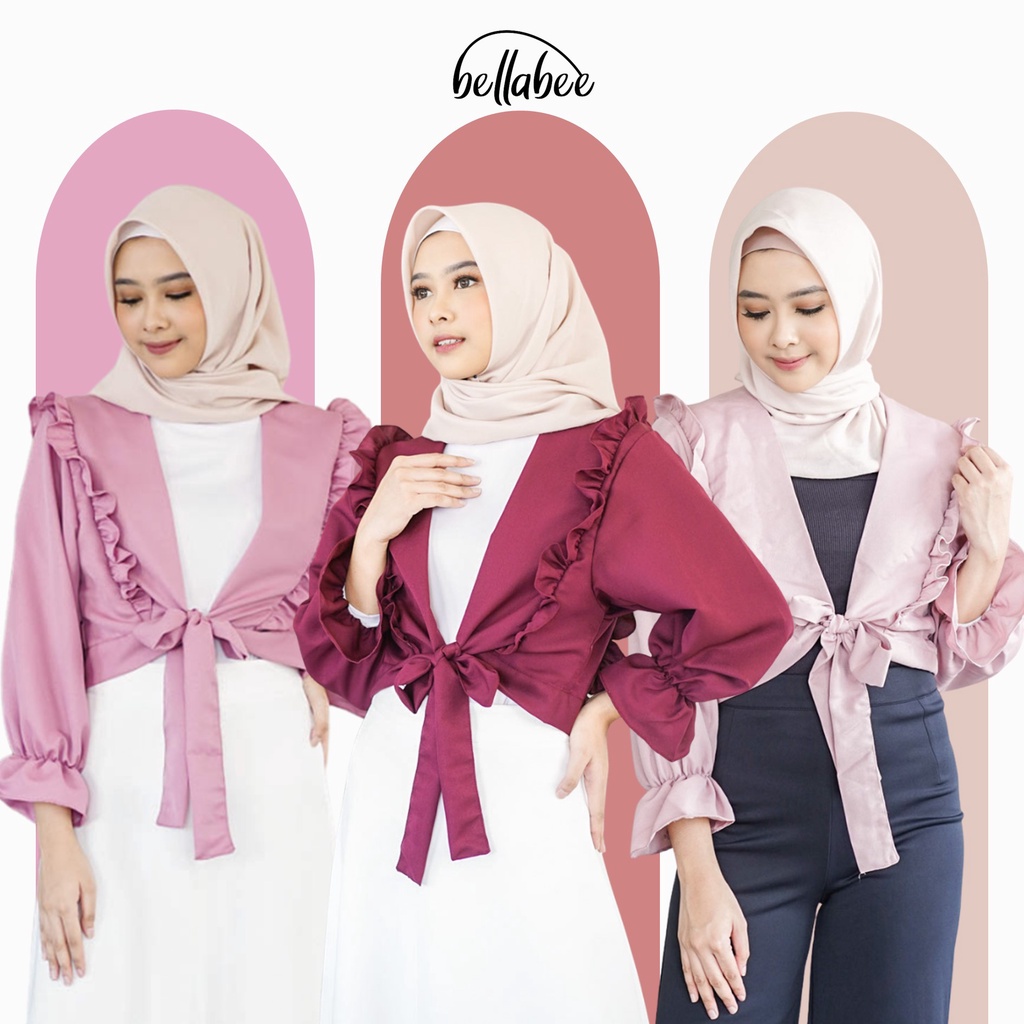 BELLABEE - Bella Crop Outerwear - Baju Atasan Luaran Outer Wear Cardigan Crop Top Wanita Wollycrepe 