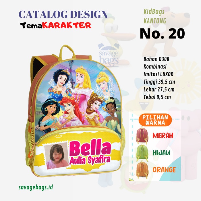 

Tas Custom Anak Foto+Nama - Tema Princess - 1 HARI JADI