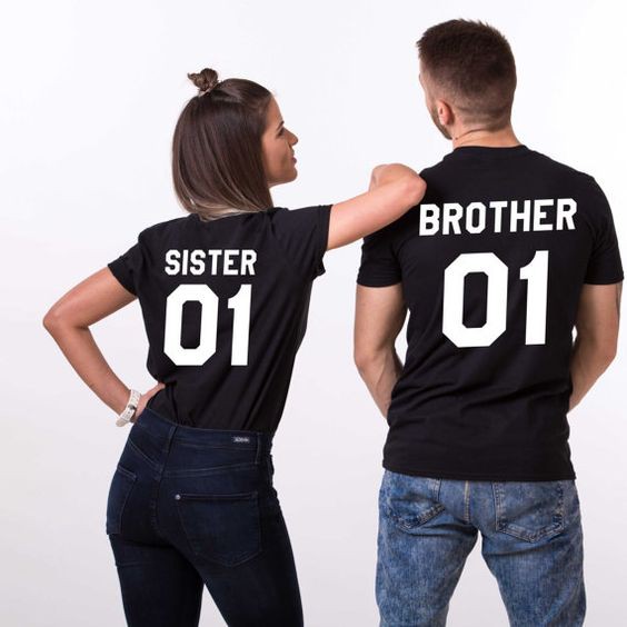 PROMO!!! Kaos BIG SIZE COUPLE BROTHER AND SISTER Pendek M L XL 2XL 3XL 4XL 5XL Cotton Combed 100%