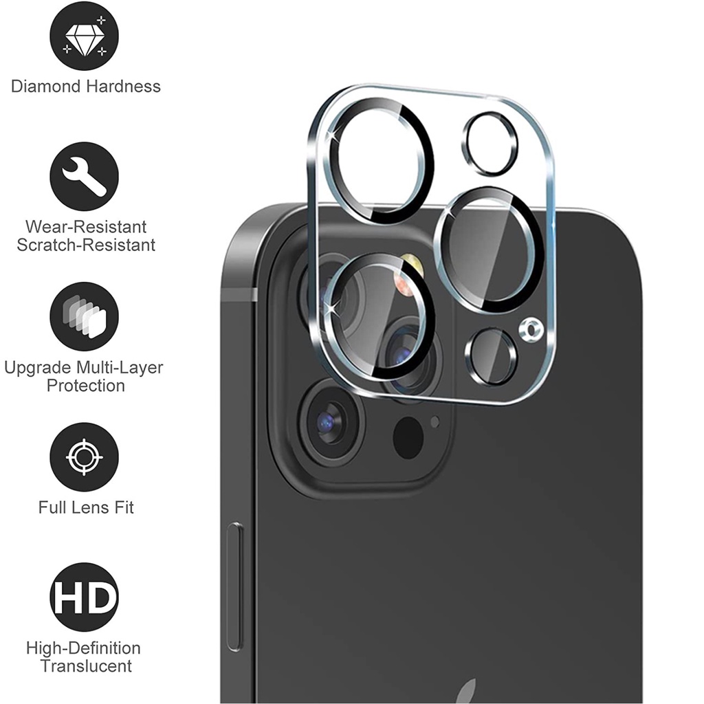 Pelindung Kamera iPhone X / 11 / 11 Pro / 11 Pro Max / 12 / 12 Mini / 12 Pro / 12 Pro Max / 13 / 13 Mini / 13 Pro / 13 Pro Max Tempered Glass Camera Protection Lens Clear Protector Anti Gores