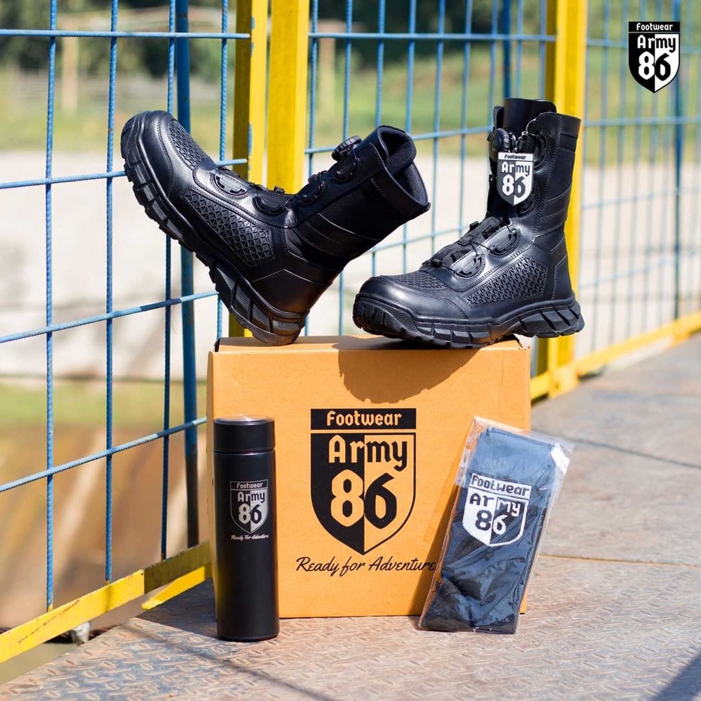 Army 86 Raiders Sepatu PDL Tali Putar Sarang Tawon Kulit Asli Berkualitas Banyak BONUS nya