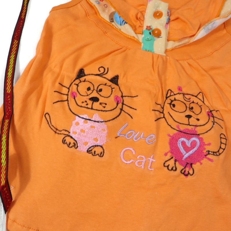 SETELAN BABY FASHION ANAK PEREMPUAN MOTIF LOVE CAT BAHAN KAOS GAMBAR BORDIR 1 TAHUN