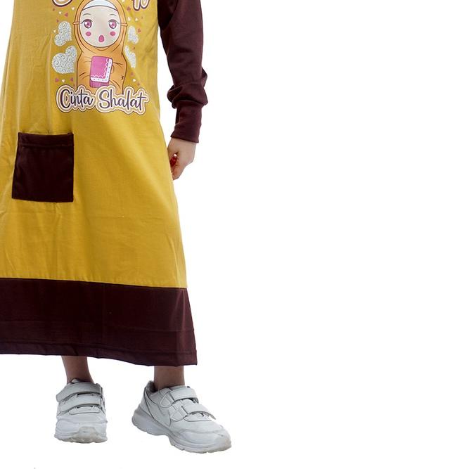 ➶ Dungdungkids Gamis Anak Perempuan Muslimah Cotton Combed Muslim Kaos Cewek Hijab (Tanpa Jilbab) ❂