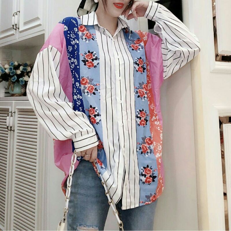 2958 Baju atasan kemeja kerja oversized ukuran besar Korea Korean style wanita import baju atasan ke