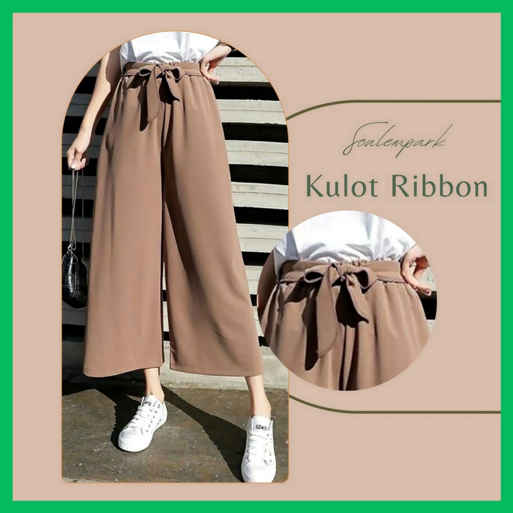 Cileunyi Collection Daily Kulot Tali Wolfis / Celana Wanita Kantor Kulot Nyaman / Kulot Ribon Pants HighWaist HW / Loose Ribbon Cullote Pant Grosir