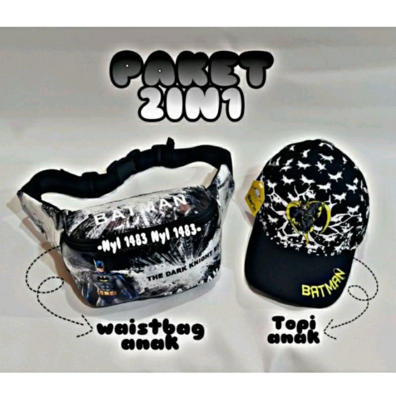 waisbag tas anak slempang free topi printing buat umur 1-10tahun