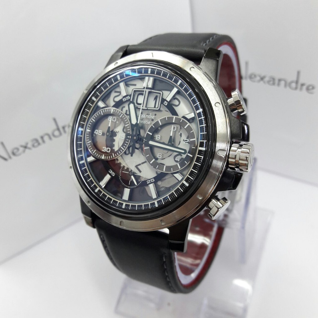 Alexandre Christie AC6432 - Jam Tangan Kasual Pria - Chronograph - Leather Strap