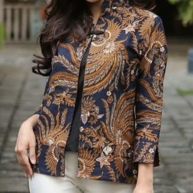 Kemeja Unik Batik Wanita Slim Fit Bw39 Lengan 7/8 Slimfit