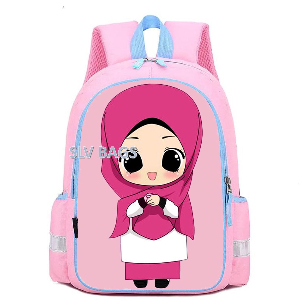 Tas Sekolah Tas Hijab Muslimah Anak Perempuan Cewek Wanita Terbaru kekinian Karakter Hijabers gendon