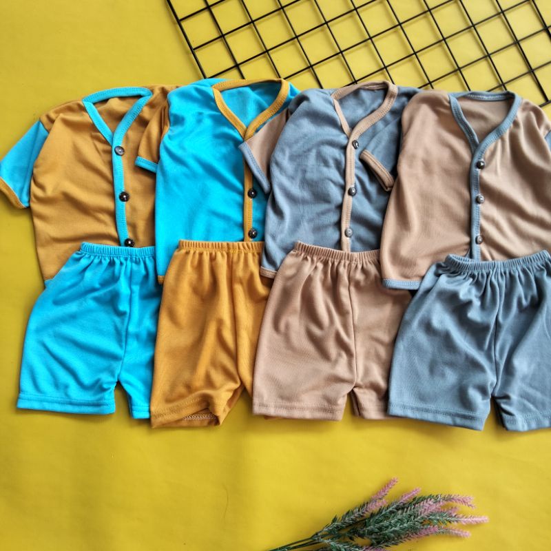 16 pcs paket baju bayi polos kombinasi newborn