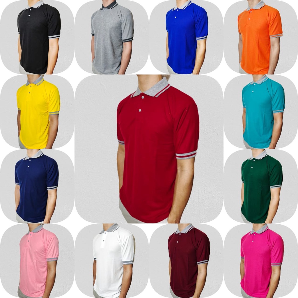 Kaos Polo shirt kerah polo Kerah Lakos Polos Lengan Pendek rib size M L XL XXL XXXL