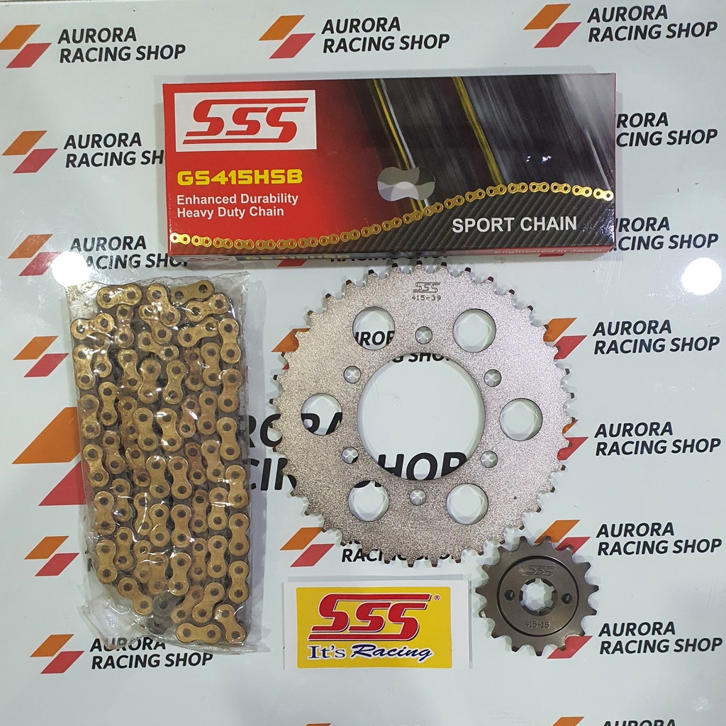 GEAR SET SSS 415 NINJA 150 R / SS / RR & RANTAI SSS 415 HSB GOLD