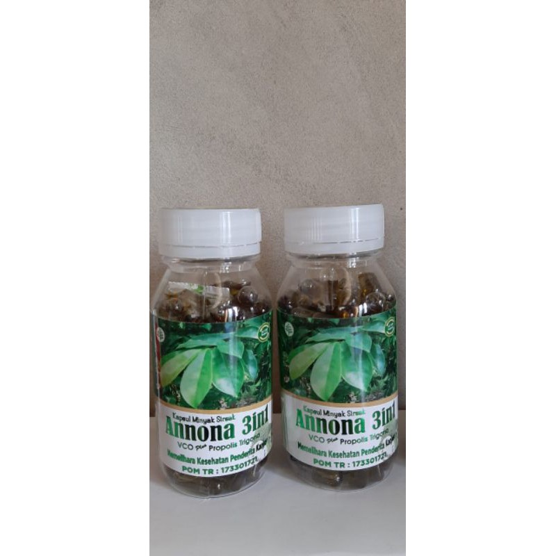 Kapsul Minyak Daun Sirsak Annona 3 in 1 VCO Plus Propolis Trigona Izin BPOM