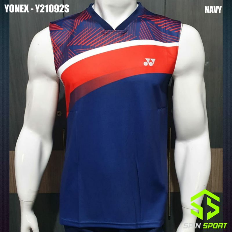 [Y21092S Navy] Singlet Baju badminton Yonex Import Premium Kaos Bulutangkis Tanpa Lengan Jersey Olah