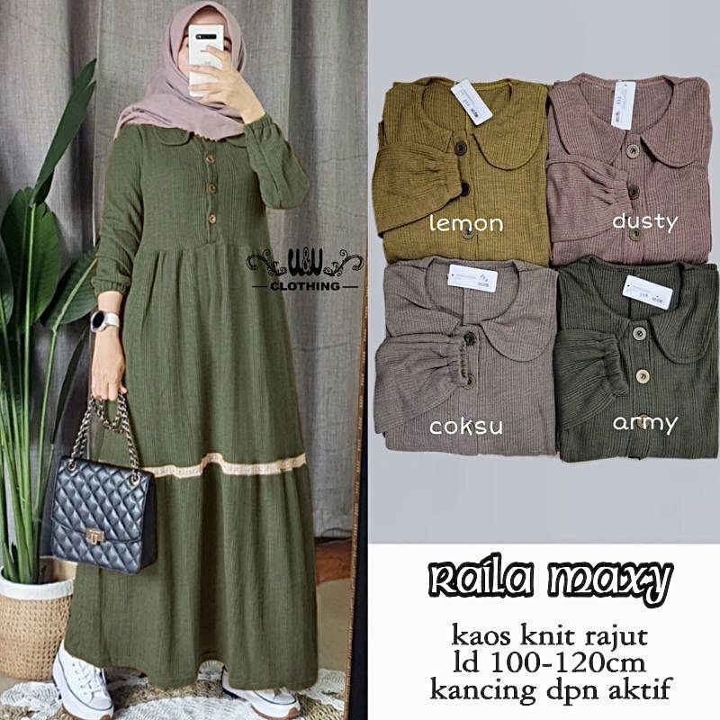 Raila Maxy - Gamis Knit Rajut Busui LD100+ / 371-6944