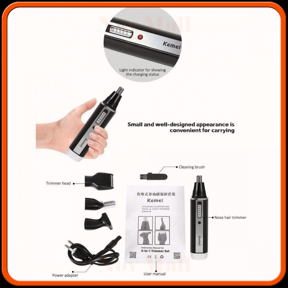 Alat Cukur Elektrik 4 in 1 Nose Ear Eyebrow Trimmer - KM-6630