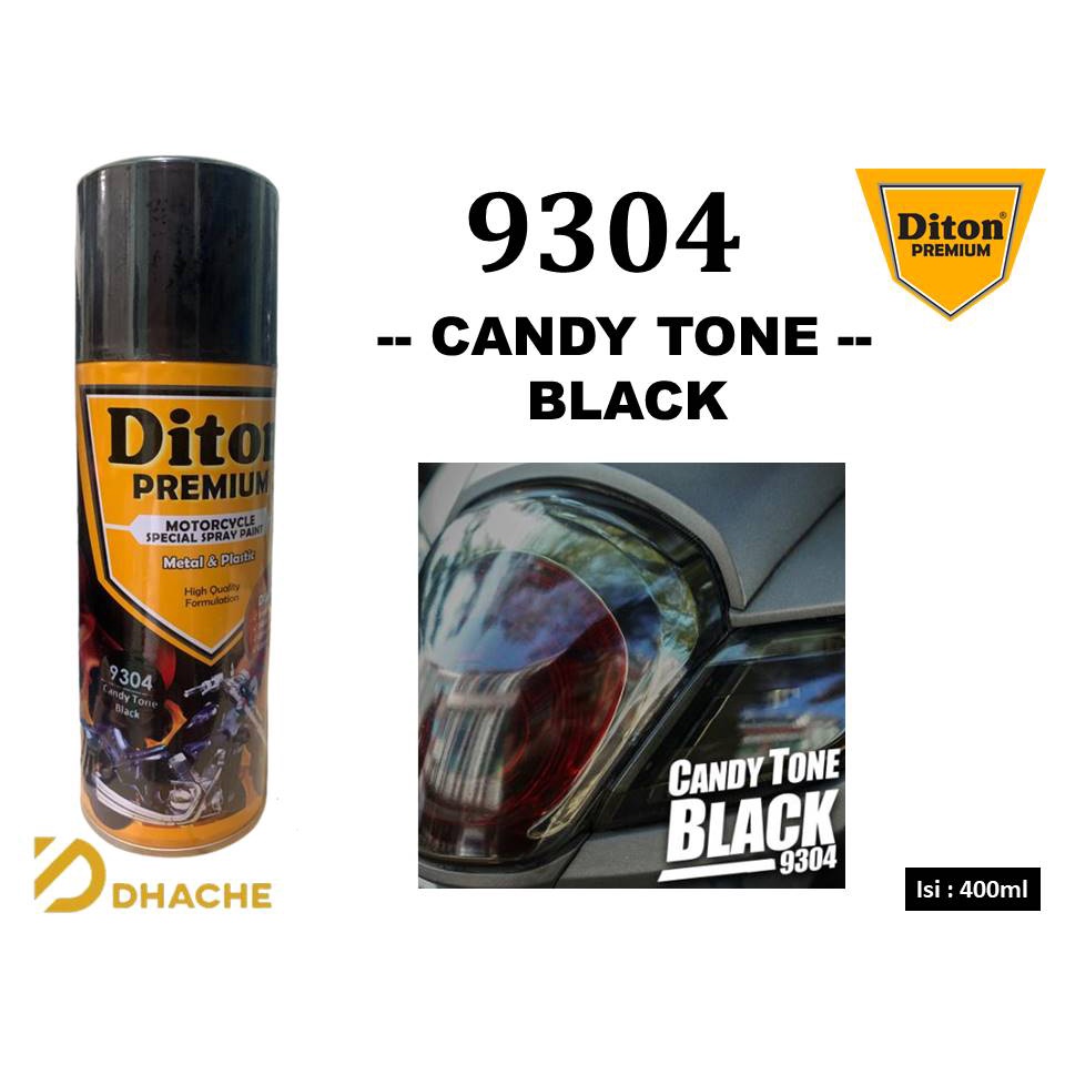 Cat Pilox Diton Premium Candy Tone Black 9304 400cc Smoke Hitam Gelap