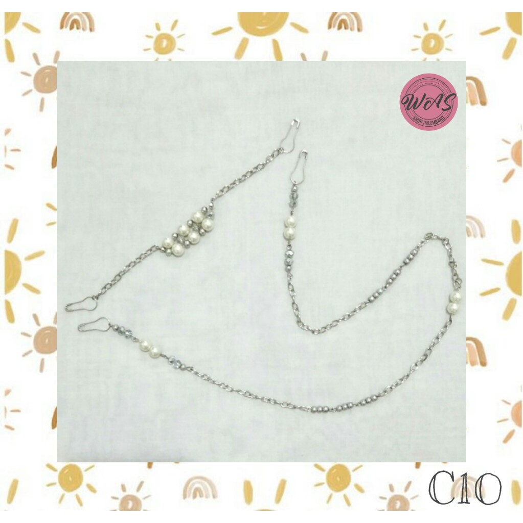 Strap Masker & Konektor Masker / Mutsin 4mm 8mm / Handmade / Mutiara Putih & Abu-Abu