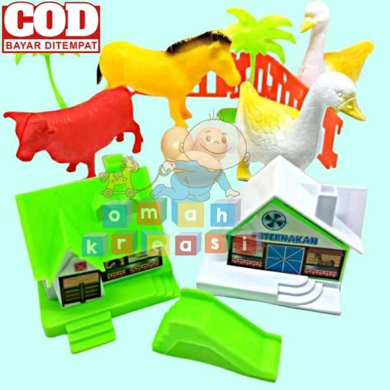 MAINAN ANAK HEWAN / ANIMAL WORLD BEBEK  Sapi Kuda & KANDANG PETERNAKAKAN