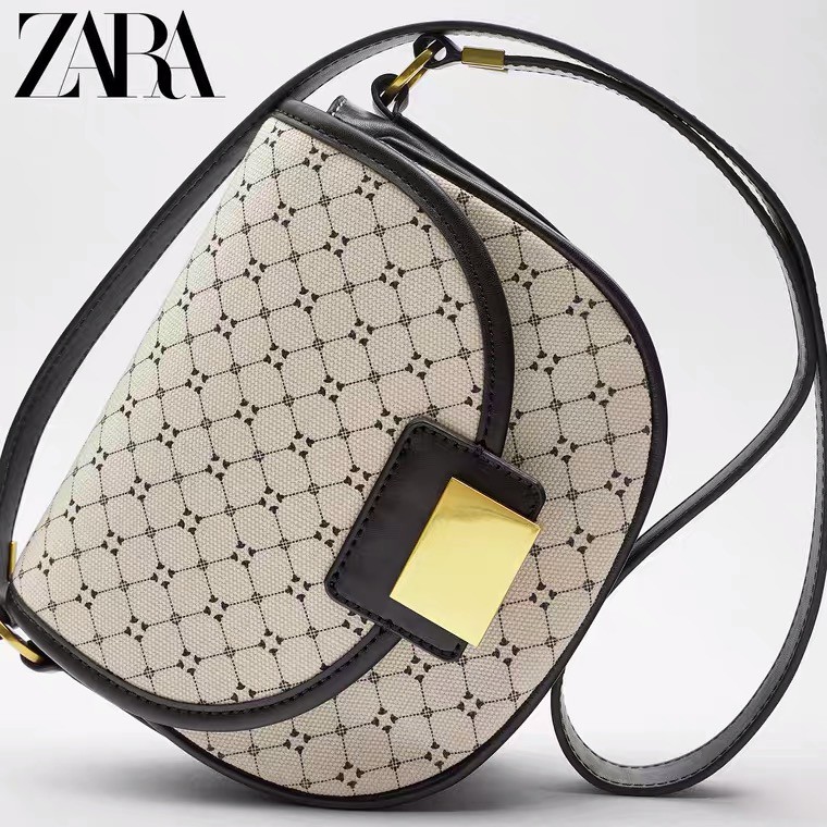 Tas Selempang Zar4 Wanita Black White Shoulder Bag #12652