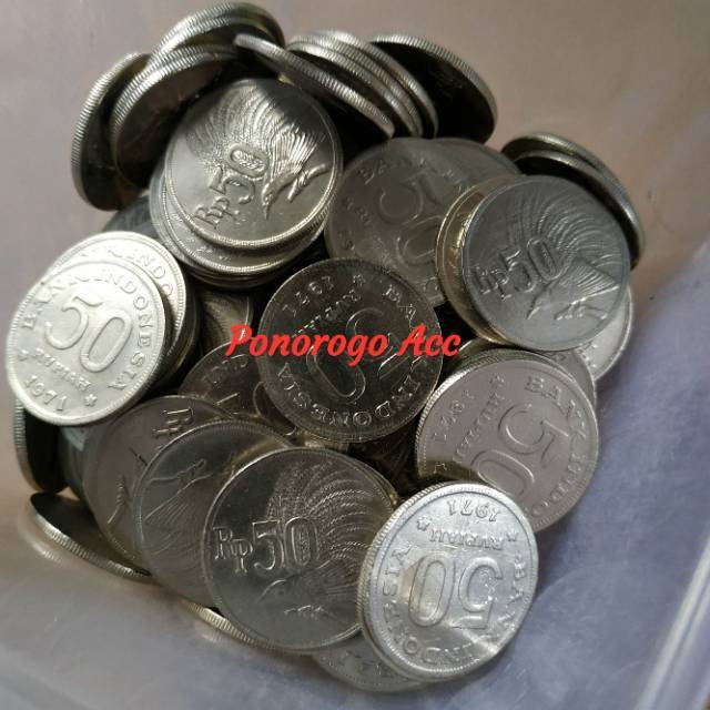 (USED/CUCI KINCLONG) Uang koin kuno 50 rupiah burung cendrawasih tahun 1971