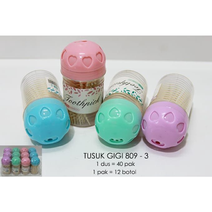 Tusuk Gigi Bamboo Tabung 809-3 / Toothpicks Jamur - Tusuk Gigi isi 70-+