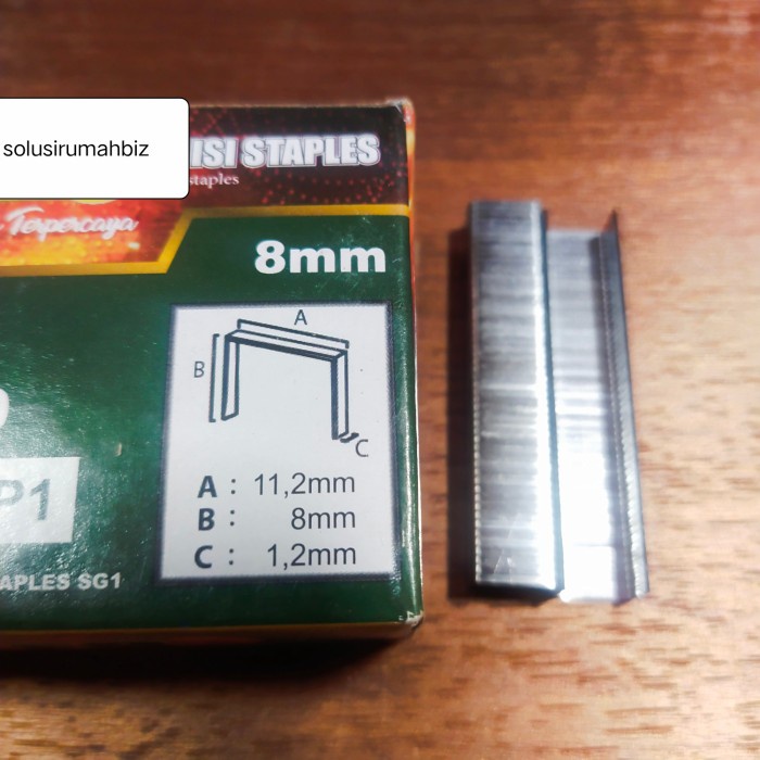 

ISI STAPLES N 8mm u alat gun sg1 uk 11.2MMX8MMX1.2MM 1 kotak 2500 pcs