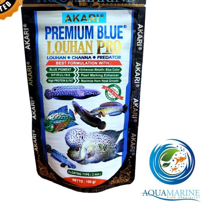 ♝ Akari Premium Blue Louhan Pro Pelet Spirulina Makanan Ikan Pakan Channa Louhan Kamfa Cencu Thai Si