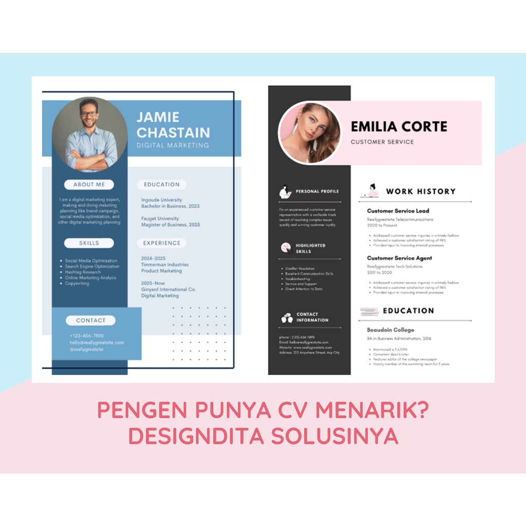 Jasa Desain CV (Curriculum Vitae) dan Surat lamaran kerja