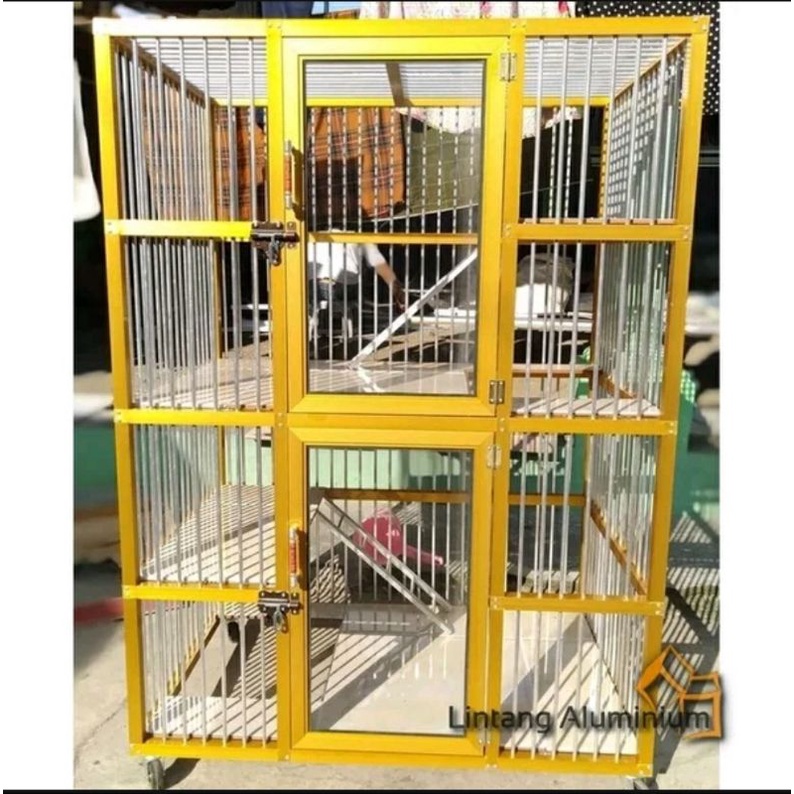 Kandang Kucing Tingkat 2 Warna Emas