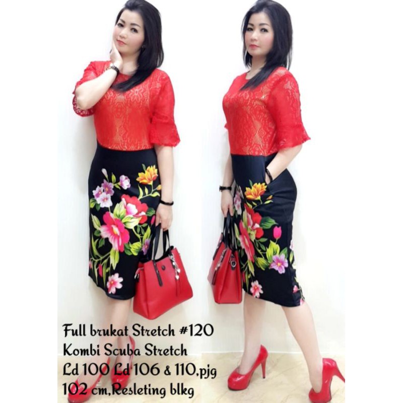 Dress Scuba Mix brokat