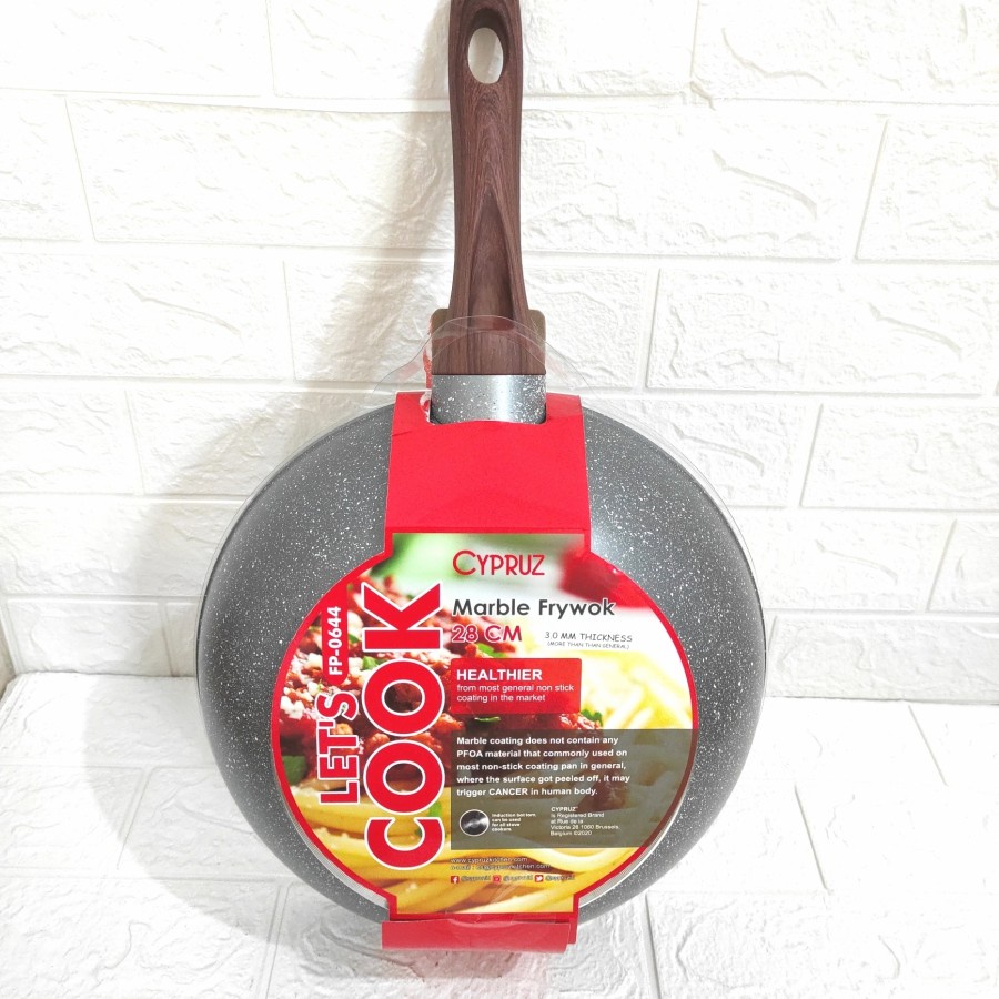 Deep Fry Wok Cypruz Wajan Induksi Ceramic Marble Kuali Penggorengan 28 cm