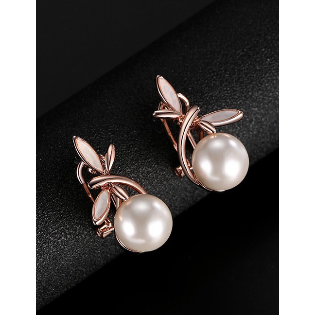 LRC Perhiasan set Fashion Rose Gold Dragonfly&amp;pearl Pendant Decorated Color Matching Jewelry