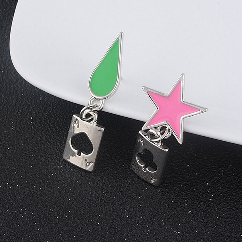 SIY  Hisoka Cosplay Earrings Anime Hunter x Hunter Stars Teardrop Poker Drop Earrings