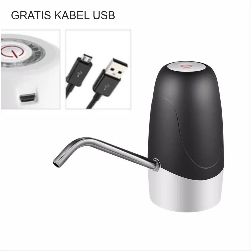 PROMO TERBARU POMPA GALON ELEKTRIK LED / DISPENSER AIR GALON Rechargable Electric Water Dispenser-HITAM 1985
