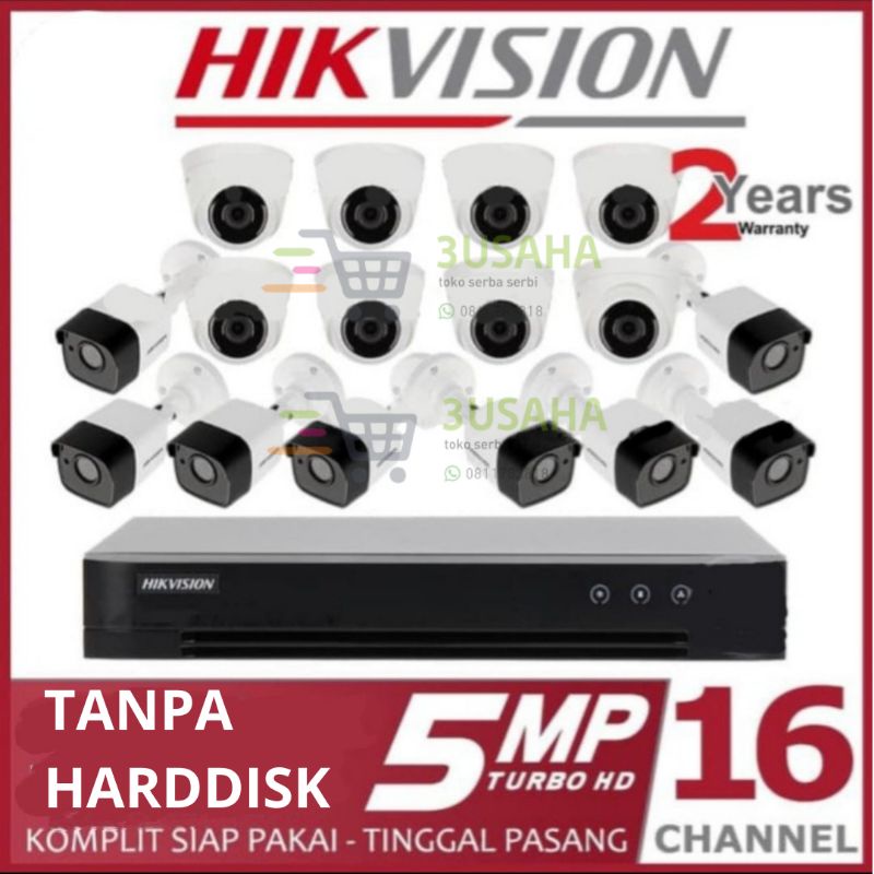 PAKET CCTV HIKVISION 5MP 16CHANNEL 16CAMERA